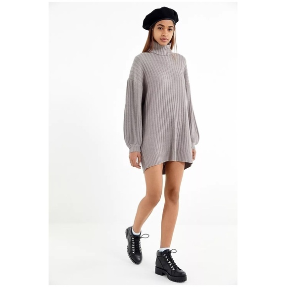 URBAN Outfitters Gray Oversized Jill Turtleneck Sweater Mini Dress Size XS - Picture 14 of 15